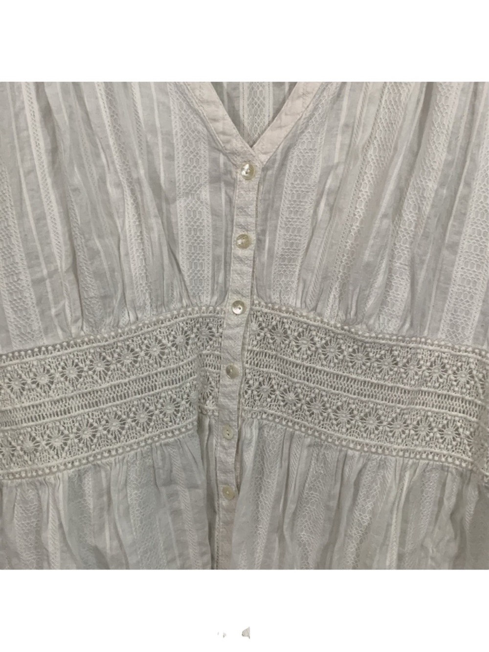 SUNDANCE White Lace Button-up Peplum Size L - Picture 2 of 5
